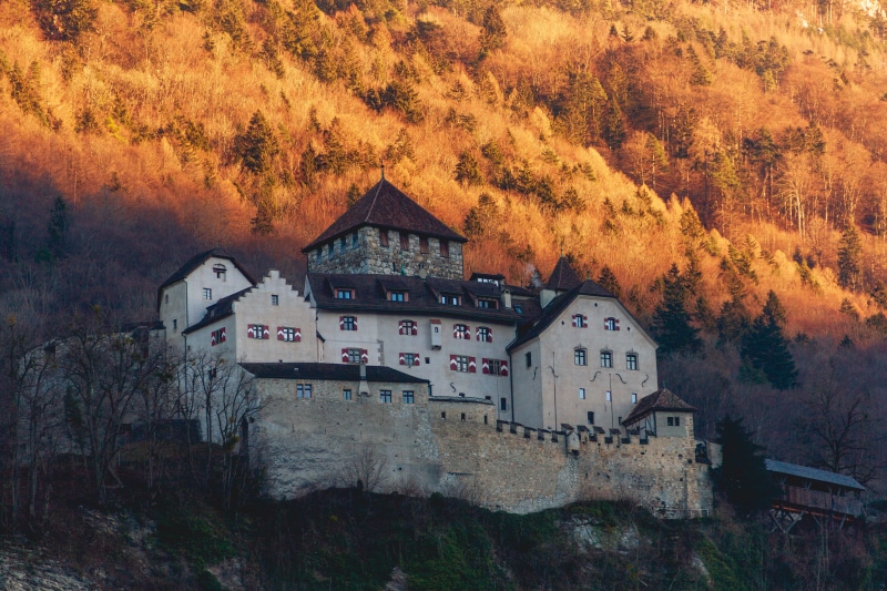 nature, daytime, architecture, no people, roof, concrete, vaduz schloss, white, castle, fort, landscape, shelter, change, orange color, land, liechtenstein