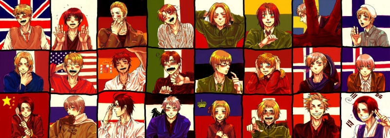 France (Hetalia), Italy (Hetalia), Estonia (Hetalia), Iceland (Hetalia), Hetalia: Axis Powers, Austria (Hetalia), Korea (Hetalia), Switzerland (Hetalia)