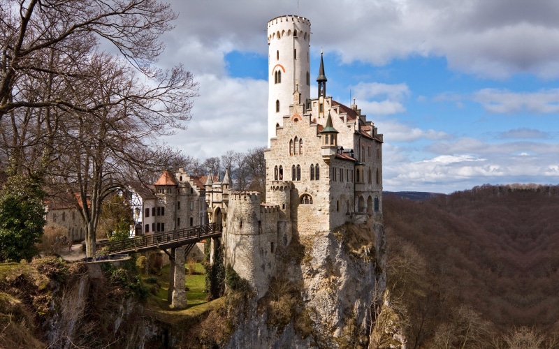 history, architecture, built structure, white, no people, gray, liechtenstein, Germany, tower, bare tree, day, plant, building exterior, the past, tree