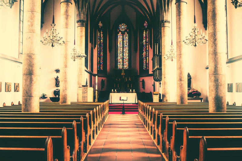 pew, religion, building, colonnade, 4K, liechtenstein, place of worship, aisle, spirituality, indoors, the way forward, vaduz, interior, architectural column