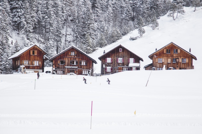 snowcapped mountain, nature, residential district, snow, person, building exterior, beauty in nature, skiers, covering, triesenberg, 4K, winter, rural