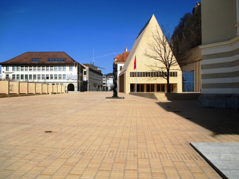 facade, day, no people, nature, residential district, built structure, footpath, direction, shadow, sky, principality of liechtenstein, sunny, 4K, blue