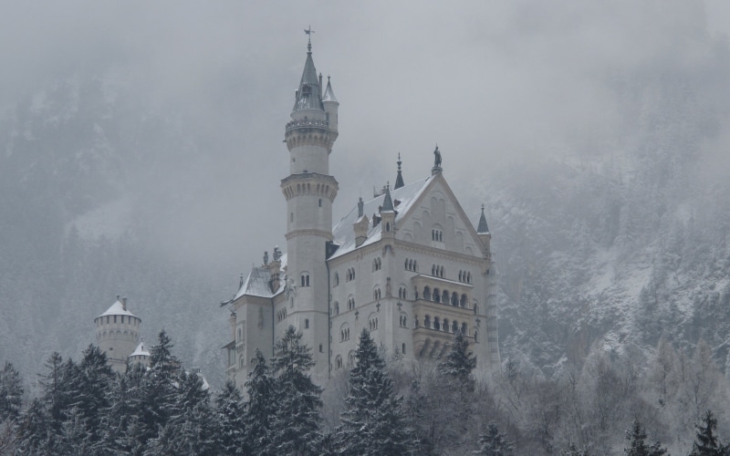 architecture, winter, Schloss Neuschwanstein, 2K, Germany, castle, Gothic, snow