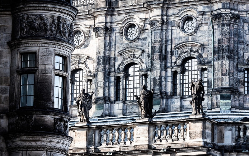 Dresden, ornate, hofkirche (dresden), low angle view, architecture, old, place of worship, the past, 720P, religion, day, arch, history, building exterior