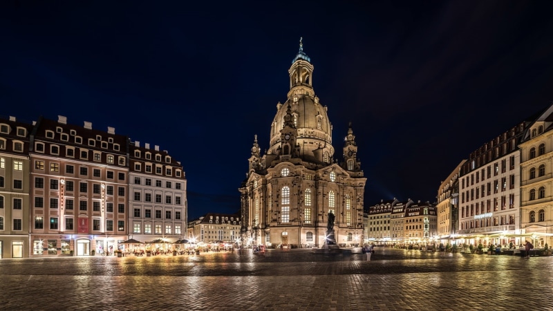 Night, Germany, Square, Lights, Buildings, 1080P, City, Dresden