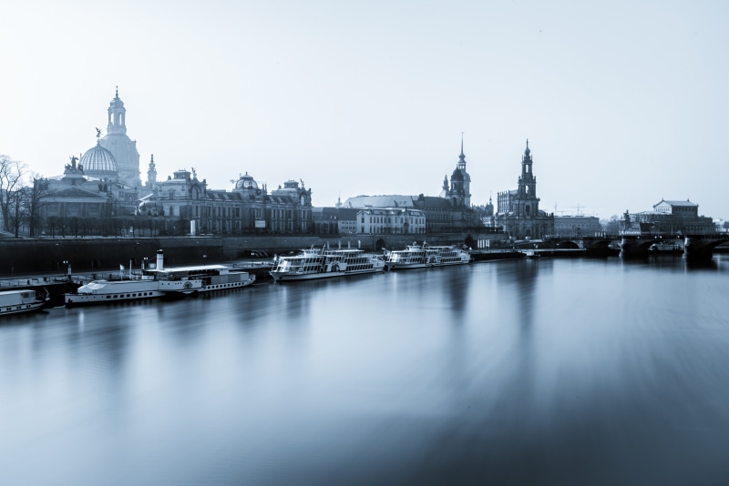 waterfront, Elbe, transportation, building exterior, sky, water, nature, clear sky, no people, place of worship, river, outdoors, belief, Fauenkirche, Dresden