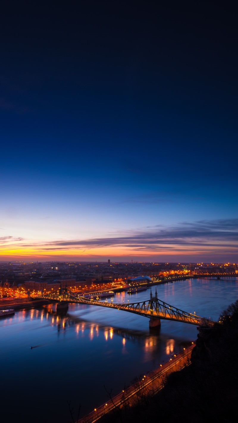 5K, night city, hungary, bridge, budapest