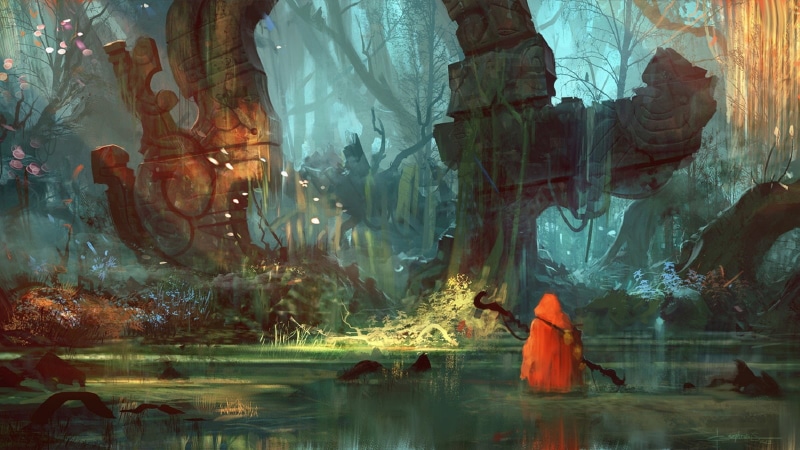 drawing, hd, person, jungle, 720P, forest, fantasy, arch