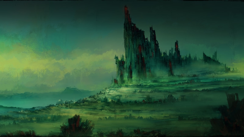drawing, 1080P, castle, green, digital/artwork, hd
