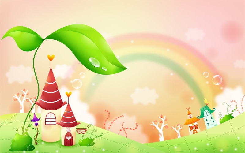 rainbow, digital, digital art, colorful, art, 2K, castle