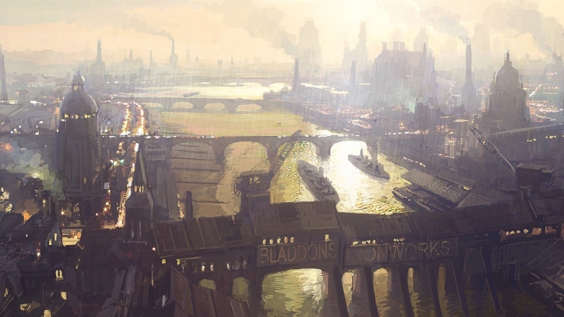 city, drawing, hd, smog, pollution, 1080P, digital/artwork, bridge, illustration