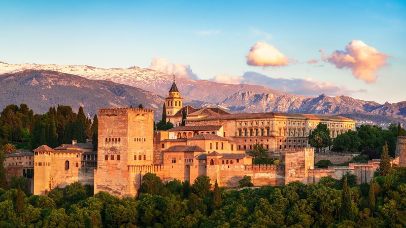 the city, Alhambra, landscape, Spain, the sky, Granada, 1080P