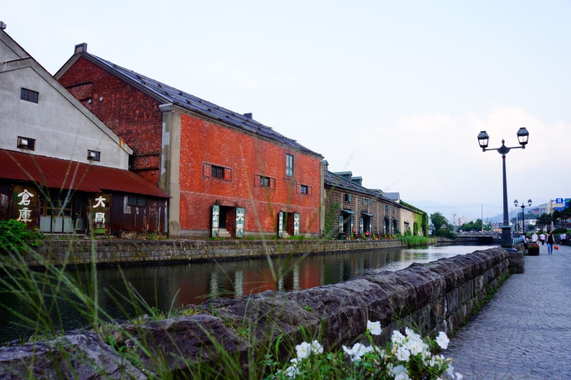 transportation, water, travel destinations, plant, otaru, incidental people, building exterior, 5K, day, flowering plant, flower, outdoors, canal, street