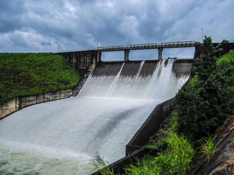 architecture, Hydro Power, outdoors, fuel and power generation, cloud - sky, motion, day, hydroelectric power, concrete, bridge - man made structure, waterfall