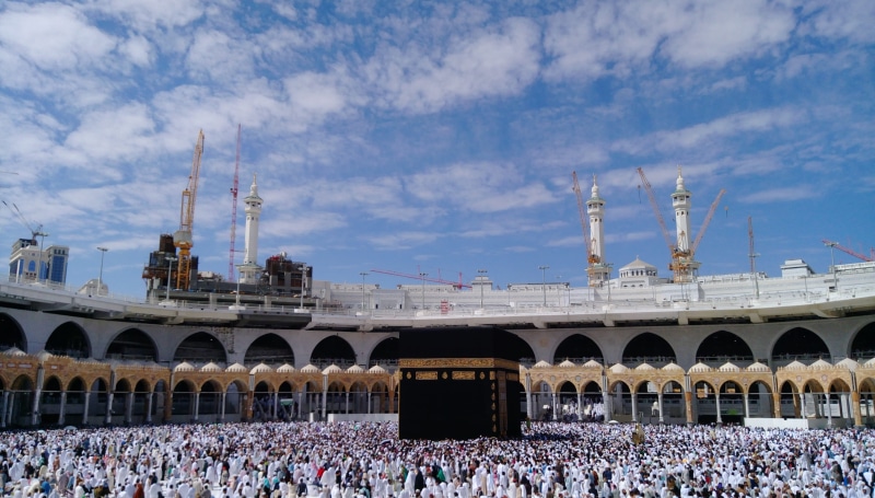 factory, kaba, cloud - sky, day, 4K, Baitullah, crowd, building exterior, large group of people, nature, bridge, arch, travel, connection, group of people