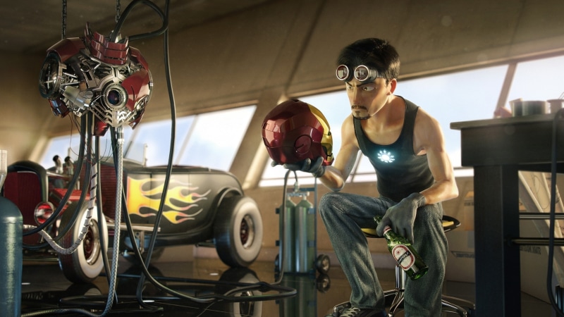 leisure activity, artwork, Iron man, sitting, 2K, Stark Industries, lifestyles, casual clothing, women, real people, young women, sport, day, indoors