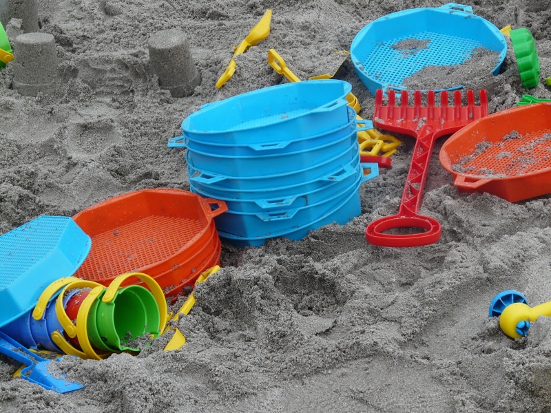 children holiday, outdoors, group of objects, play, choice, bucket, high angle view, blade, sand toys, computing, sandalwood stuff, sand pail and shovel