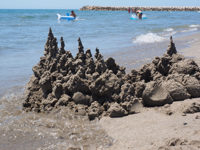 towers, beach, wave, sandalwood, day, klecker castle, groyne, Klecker, sand artwork, sea, recovery, tranquility, swim, nature, relax, water, rock - object