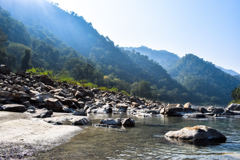 uttrakhand, tranquility, sunlight, ganga, solid, mountain, mountains, nature, beauty in nature, rock, rock - object, outdoors, architecture, river, scenics - nature