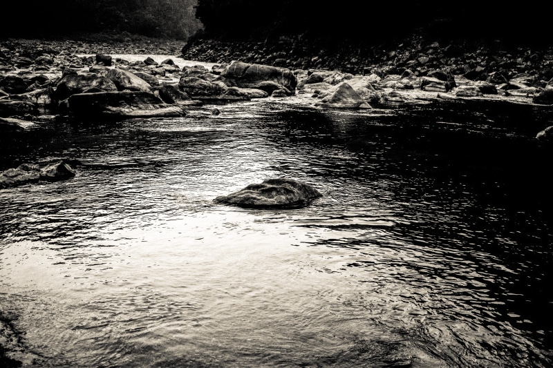 beauty in nature, scenics - nature, india, flowing water, forest, solid, dank, water, dark, river, rock, 5K, nature, waterfront, motion, no people, rocks