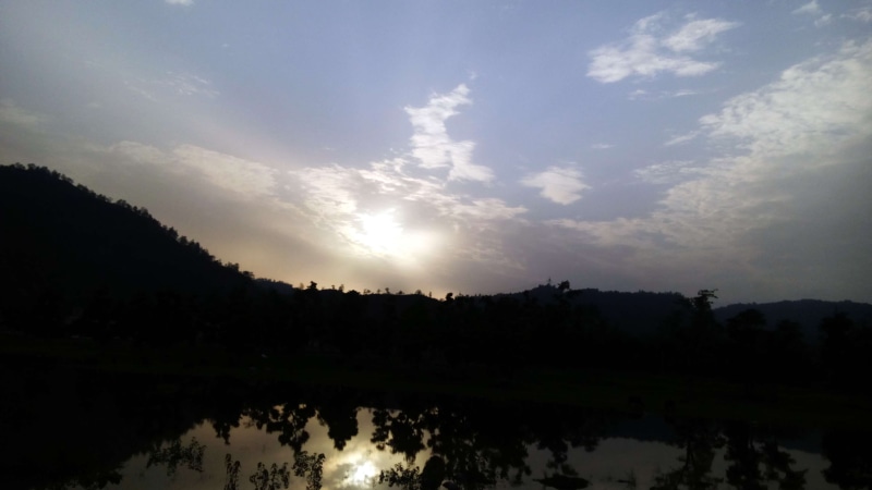 sun, clouds, plant, beauty in nature, cloud - sky, reflection lake, sunset, idyllic, trees, forest, lake, non-urban scene, 4K, tree, tranquil scene, reflection