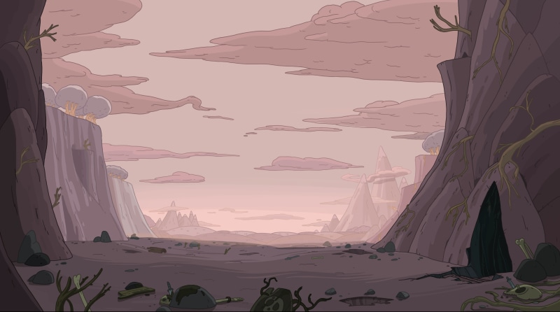 tranquil scene, beauty in nature, nature, cartoon, landscape, real people, illustration, plant, snowcapped mountain, mountains, Adventure Time, tranquility