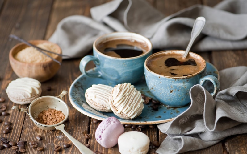 macarons, 2K, fresh, coffee, sweet, good morning