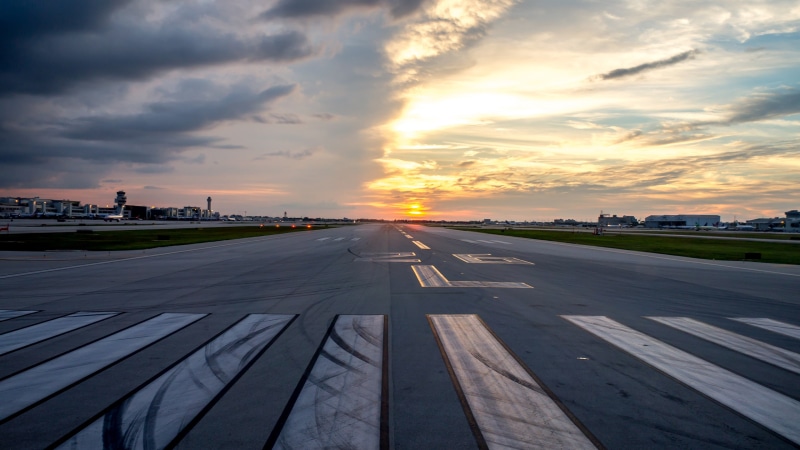 sunset, runway, nature, 2K, hd