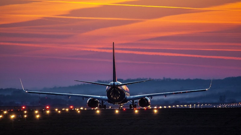 nature, sunset, airport, air vehicle, plane, airplane, white, airport runway, illuminated, photography, commercial airplane, flying, cloud - sky, transportation