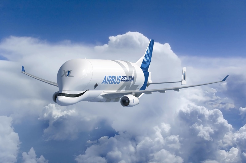 Clouds, cargo Airbus, by Fixion, Super Transporter, Airbus A300, Airbus Beluga XL, Cargo, Beluga XL, A300, XL 1, Beluga, the plane, Airbus XL, Airbus, 2K
