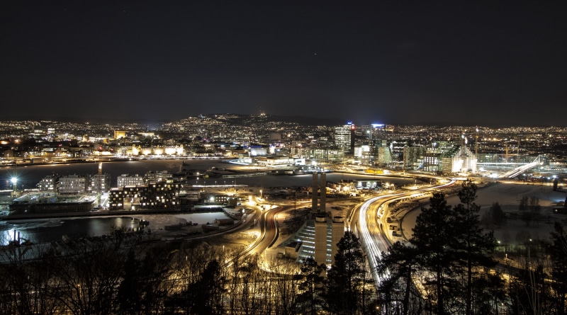 transportation, no people, city, residential district, Norway, river, nature, architecture, sky, 4K, building, cityscape, building exterior, Oslo, illuminated