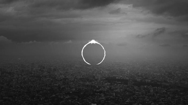 circle, movies, 1080P, fictional logo, clouds, text, The Arrival (2016), city