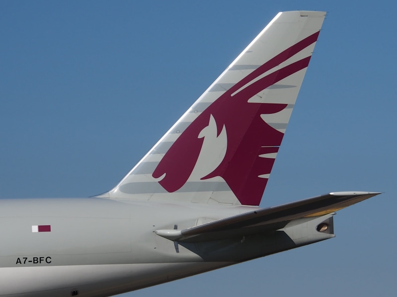 sky, transportation, outdoors, cargo, on the move, 2K, fighter plane, airport, blue, nature, text, travel, aircraft, mode of transportation, photo, qatar airways