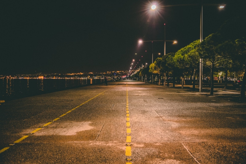 airfield, lamp post, intersection, walking, light, marking, geor. papandreou 1, transportation, asphalt, street light, direction, the way forward, runway