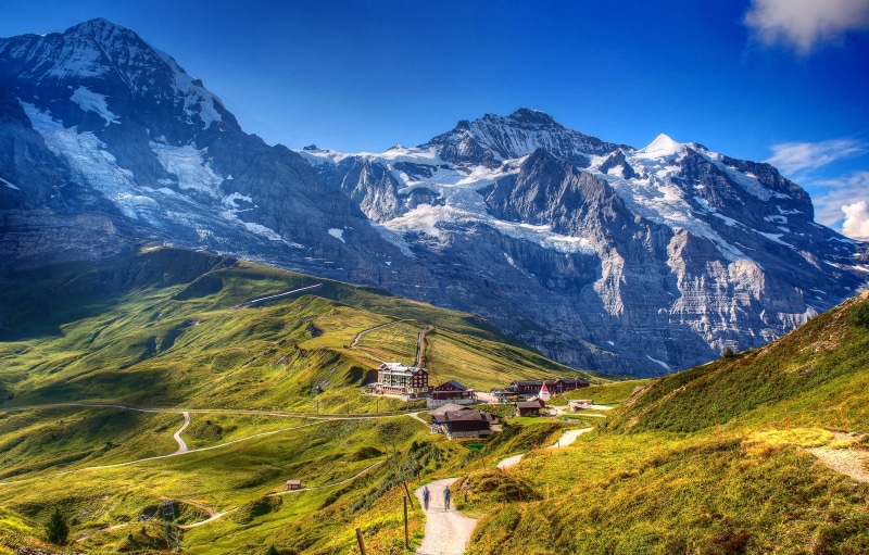 Switzerland, Alps, Grindelwald, mountains, 2K, the sky