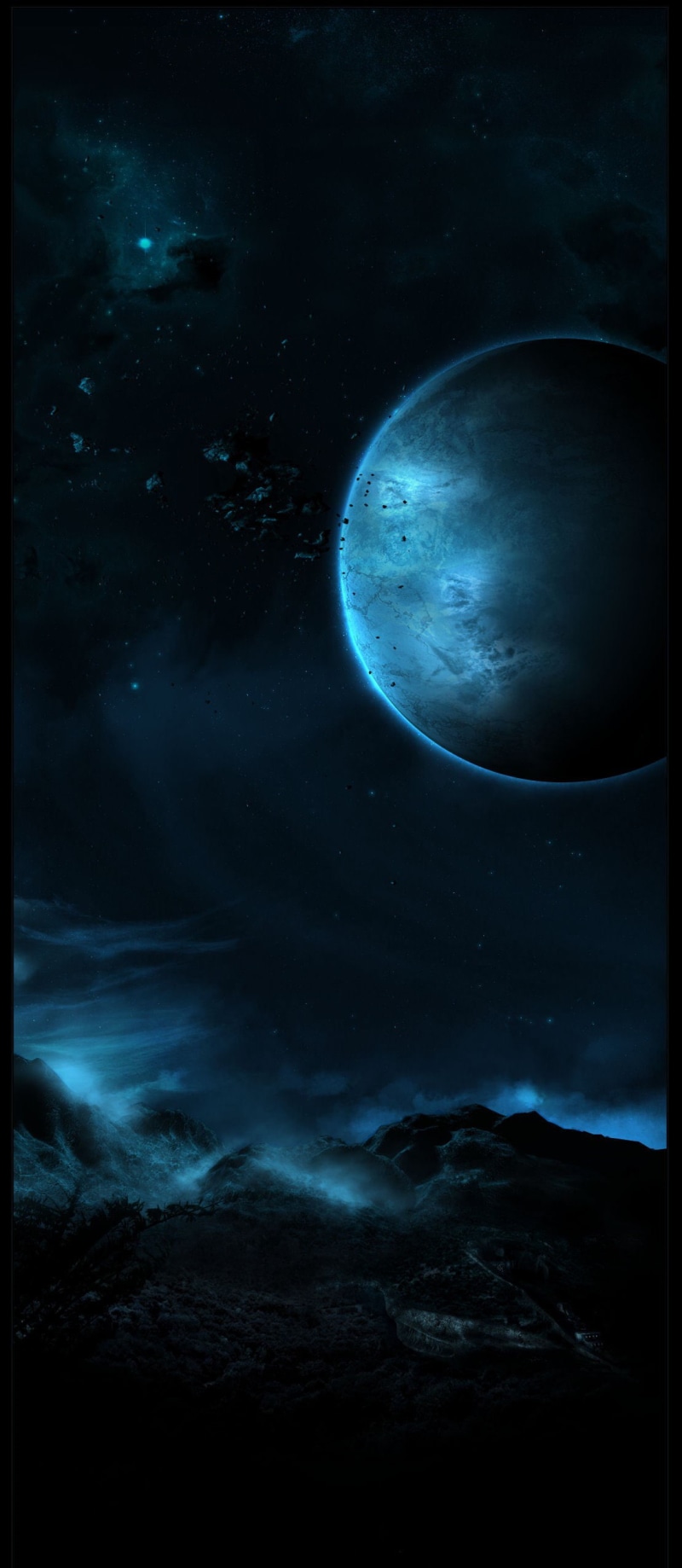 astronomy, tranquility, galaxy, full, sky, scenics - nature, full moon, blue, night, dark, planet, 1080P, space art, digital art, moon, no people