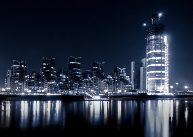 illuminated, Night, urban Skyline, London, family, body of water, skyscraper, long exposure, tower, city, trip, downtown District, reflection, 2K, lighted