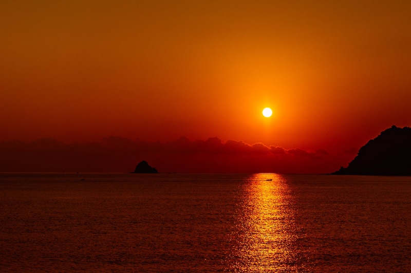 sky, sea, sunrise, Ito, dusk, pacific ocean, body, coastline, sun, ILCE-7M2, 2K, pacific  ocean, Izu, seascape, Japan  sea, the morning light, beauty In Nature