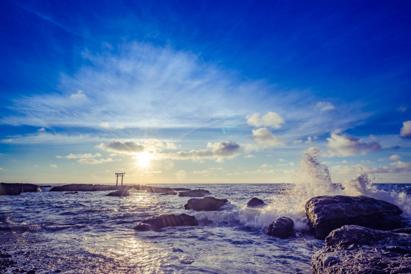Oarai, water, crushing, seascape, ILCE-7M2, waves, F4, OSS, nature, landscape, 35mm, 5K, FE, coastline, Rising Sun, sunrise, sunset, ZA, sea, stones, sky