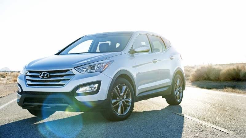 silver cars, suv, 1080P, no people, road trip, vehicle, sunlight, white, on the move, travel, clear sky, nature, street, stationary, Hyundai Santa Fe