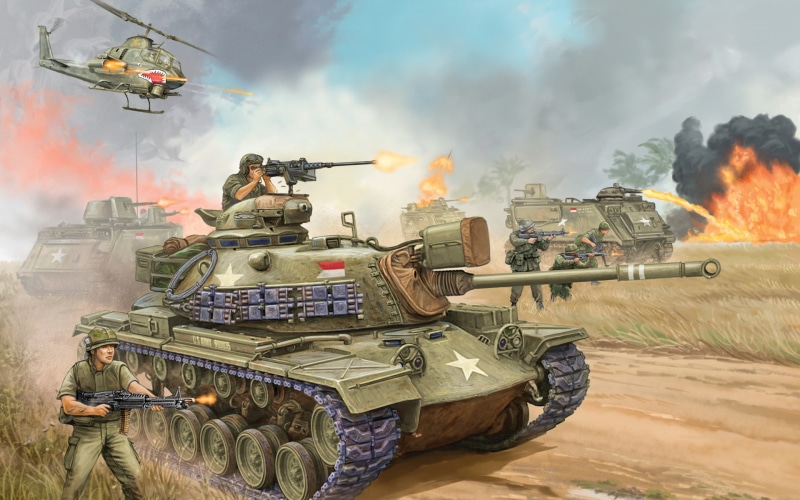 vietnam war, military, aggression, USA, caliber, art, smoke - physical structure, gray, transportation, army, Flames of War, communication, 1950-CG, fire - natural phenomenon