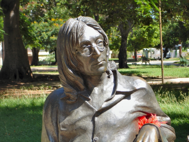 park - man made space, tree, close-up, representation, sculpture, Park Bench, Cuba, Statue, day, image, brass, no people, josé villa soberón, plant, park