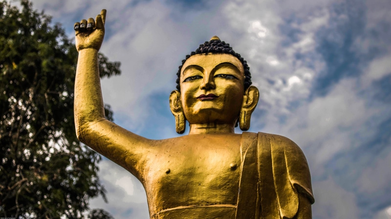 day, person, human, idol, treasure, nature, colored, sky, buddha, worship, sunlight, creativity, representation, building, low angle view, temple, 5K