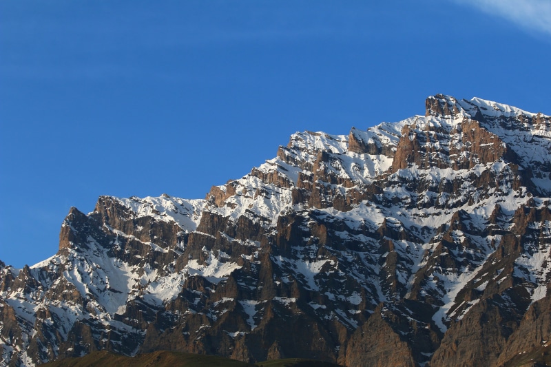 no people, mountain, clear sky, trip, mountain peak, day, scenics - nature, 4K, cold temperature, nature, ladakh, vkan, winter, solid, blue, peak, sky