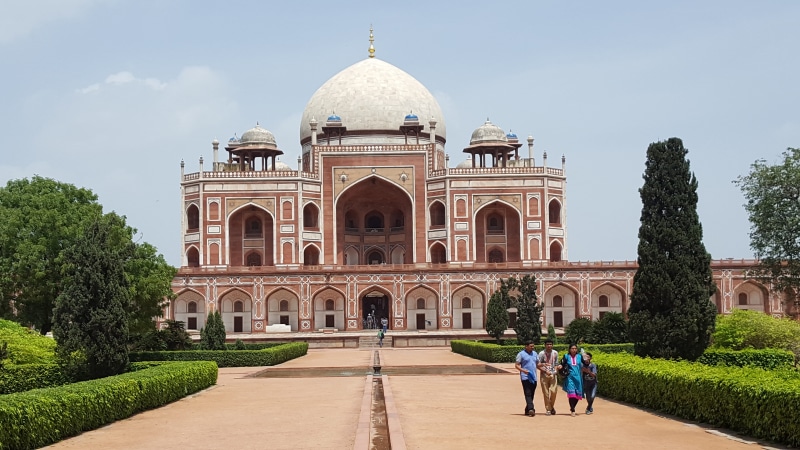 tomb, brown, architecture, facade, building exterior, daytime, people, near, tree, moghul, mosque, group, travel, nature, humayun, built structure, humayuns tomb new-delhi