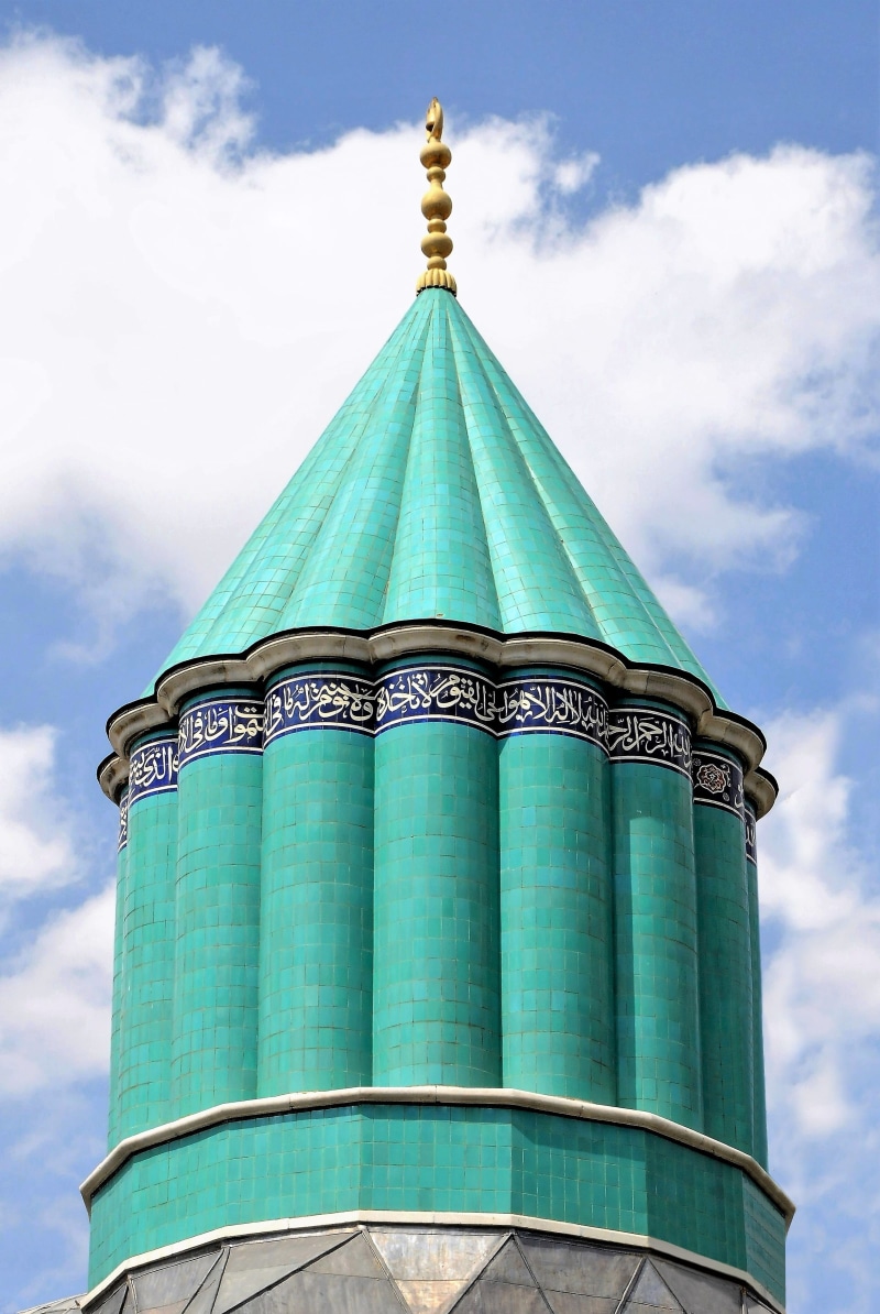 nature, day, outdoors, decorative, turquoise colored, arabic, green color, mosquet, religion, belief, low angle view, high section, art, konya, architecture