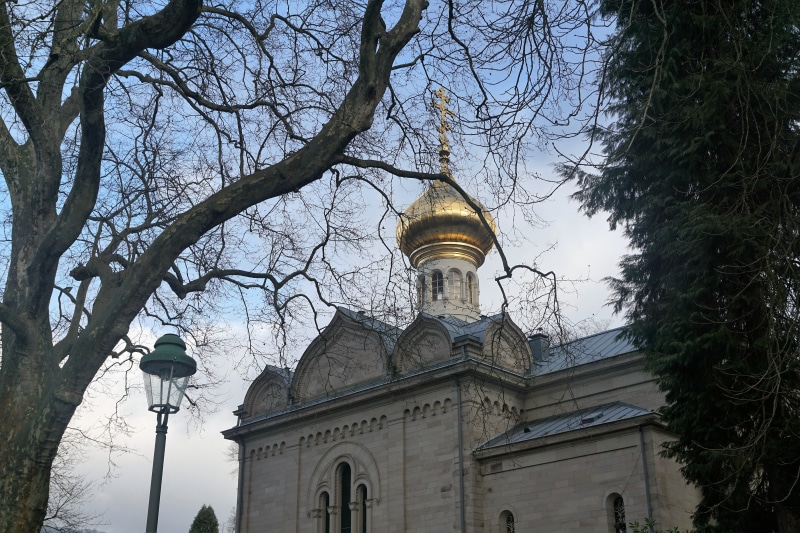 lighting equipment, russian, maria, church, baden baden, germany, day, street light, russians, park, plant, faith, spa town, built structure, building