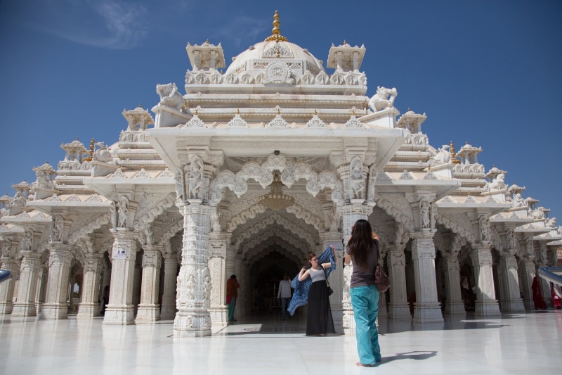 behind, spirituality, standing, white temple, two people, architecture, history, marble temple, belief, tourism, woman, people, place of worship, built structure