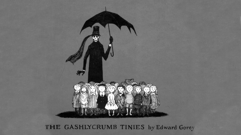 kids, umbrella, skull, gashlycrumb, tinies, 1080P, the gashlycrumb tinies