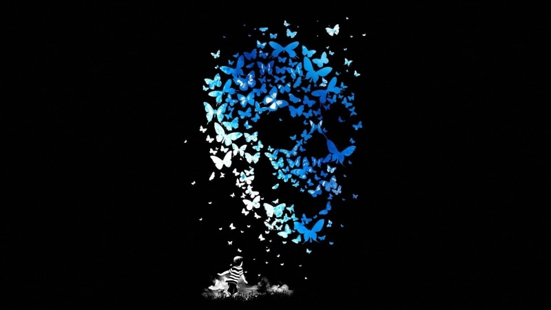 Matheus, Kid, Mathiole, Child, skull, butterfly, arts, Lopes, 1080P, Castro